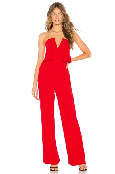 Shop Superdown Hara Strapless Jumpsuit In Red