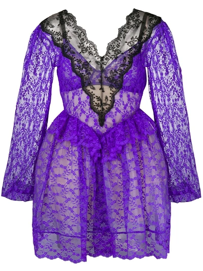 Shop Christopher Kane Lace Puff Skirt Dress - Purple