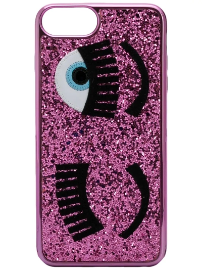 Shop Chiara Ferragni Flirting Glitter Iphone 8 Plus Case In Pink