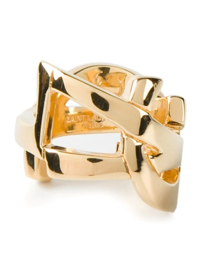 Shop Saint Laurent 'monogram' Ring In Metallic
