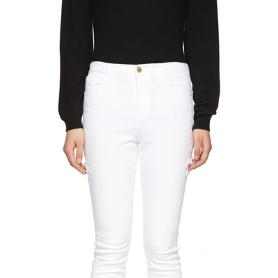 Shop Frame White Le High Skinny Jeans In Blanc