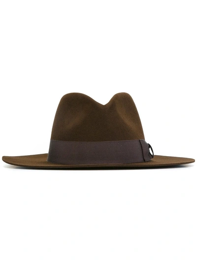 Shop Saint Laurent Classic Fedora Hat - Brown