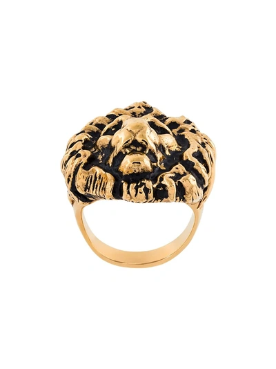 Shop Saint Laurent Lion Ring - Metallic