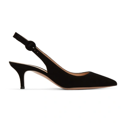 Shop Gianvito Rossi Black Suede Anna Heels