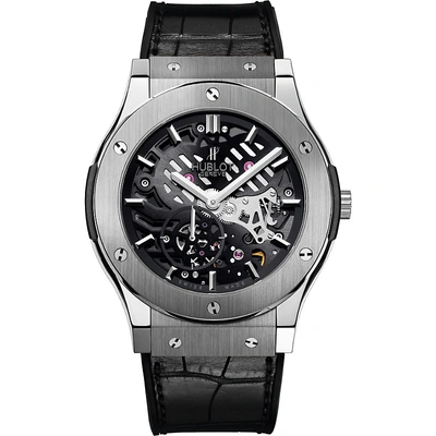 Shop Hublot 515nx0170lr Classic Fusion Titanium And Leather Watch In Black