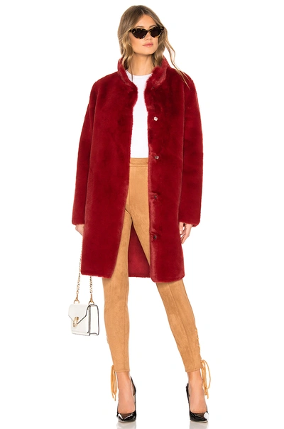 Shop Velvet By Graham & Spencer Mina Faux Fur Coat In Red