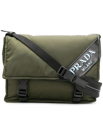 Shop Prada Logo Shoulder Bag In Green