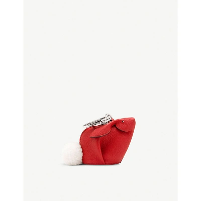 Shop Loewe Bunny Leather Charm In Scarlet Red