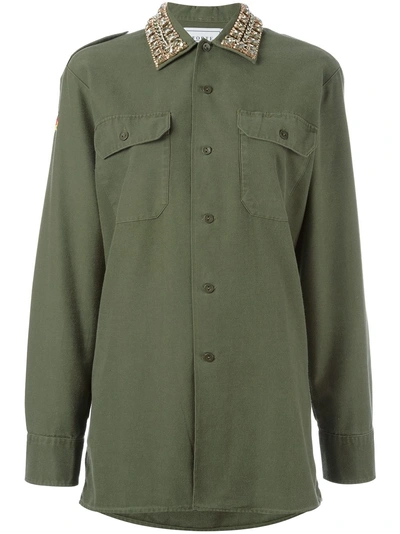 Shop Forte Dei Marmi Couture Stoned Collar Shirt - Green
