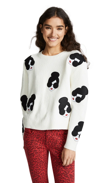 Gleeson Stace Face Pullover Sweater In Soft White/multi