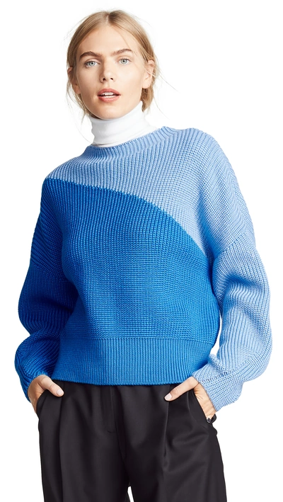 Shop Anna October Wool Colorblock Sweater In Blue