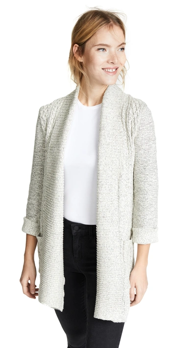 Shop Bb Dakota Cable Knit Cardigan In Ivory/black