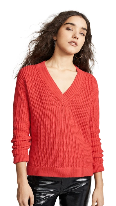 Shop Bop Basics Deep V Sweater In Tomato