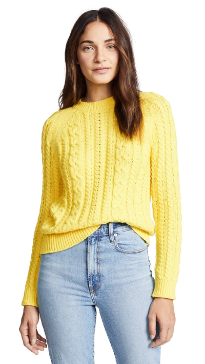 Shop Bop Basics Boxy Cable Knit Sweater In Bright Yellow