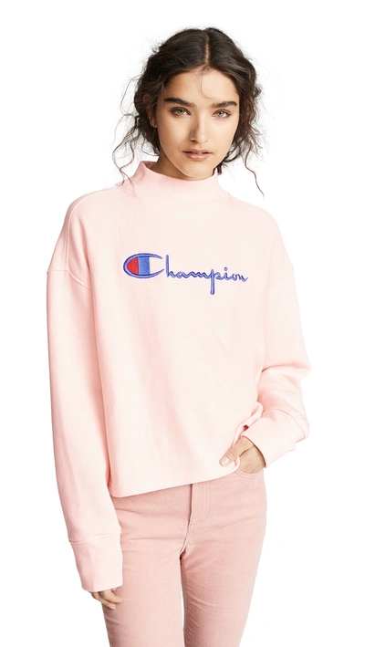 Shop Champion High Neck Sweatshirt In Pink