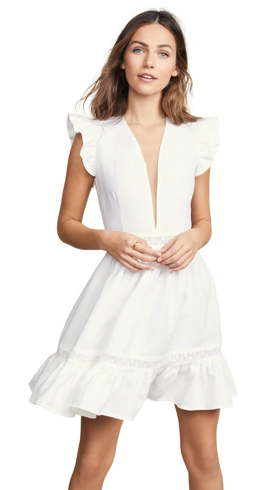 Shop Ewa Herzog Deep V Linen Dress In White