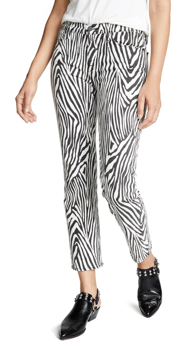 Shop Frame Le High Straight Zebra Jeans In Noir Multi