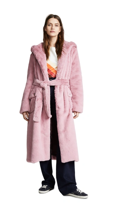 Shop Golden Goose Stella Faux Fur Coat In Pink
