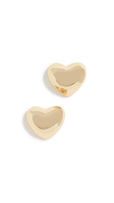 Shop Gorjana Heart Charm Stud Earrings In Yellow Gold