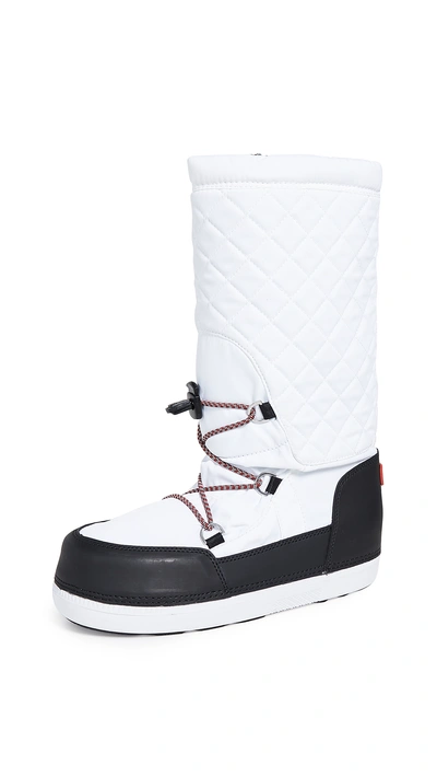 Shop Hunter Original Snow Quilted Boots In White/black