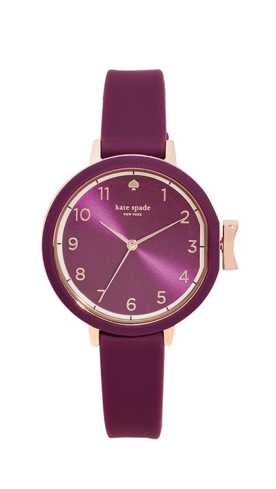 Shop Kate Spade Park Row Watch, 33mm In Cranberry