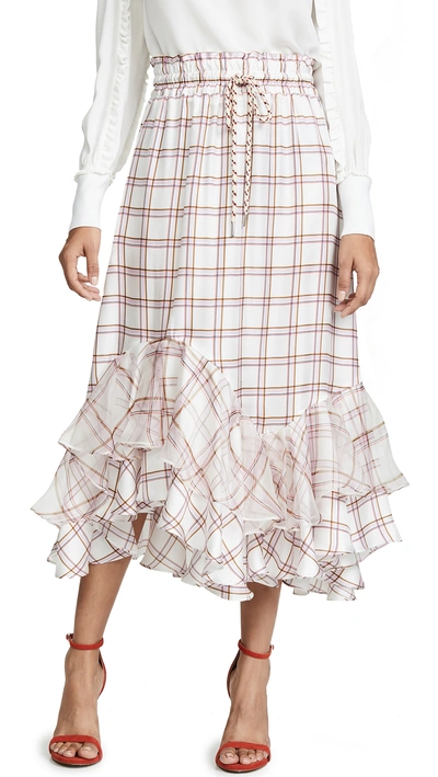 Shop Lee Mathews Holly Ruffle Skirt In Raspberry