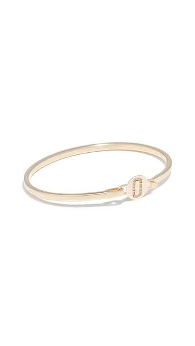 Shop Marc Jacobs Logo Hinge Cuff Bracelet In Crystal/gold