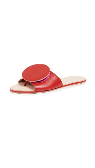 Shop The Palatines Caeleste Origami Slides In Bright Red/light Pink