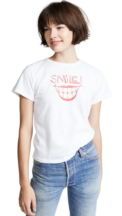 Shop Re/done Smile Classic Tee In Optic White