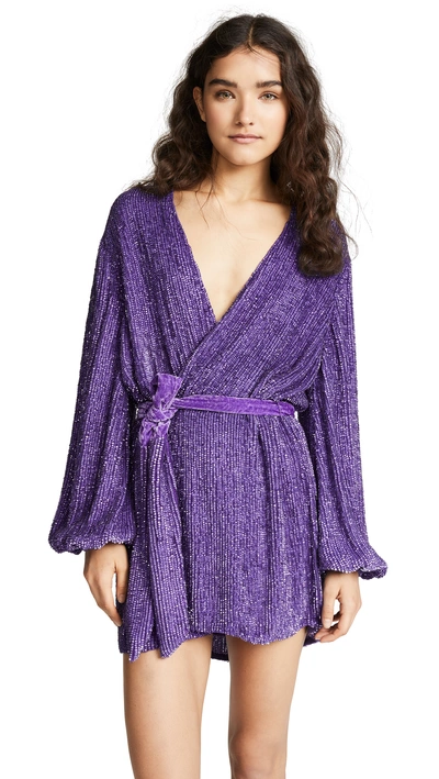 Shop Retroféte Gabrielle Sequin Dressing Gown Dress In Purple