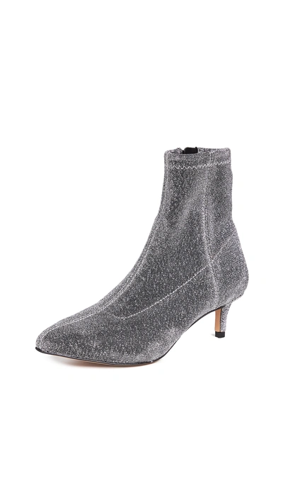 Shop Rebecca Minkoff Sayres Kitten Heel Booties In Silver