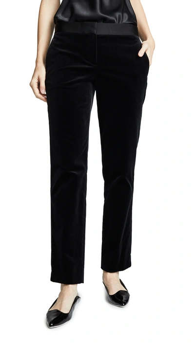 Shop Theory Straight Trouser Velvet Pants In Black