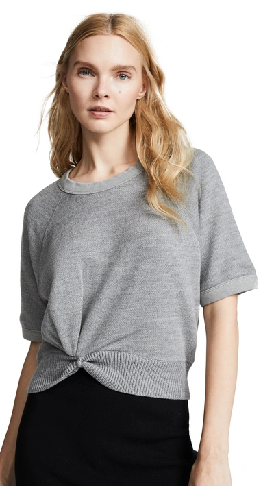 Shop Alexander Wang T Double Layered Short Sleeve Pullover With Twist Detail In Heather Grey