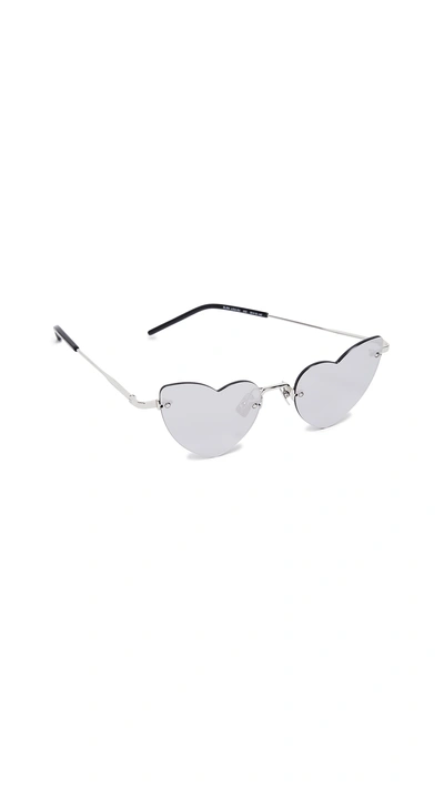 Shop Saint Laurent Sl 254 Rimless Lou Lou Sunglasses In Silver/grey