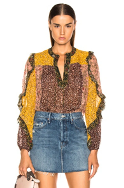 Shop Ulla Johnson Norma Blouse In Green,floral,pink,yellow