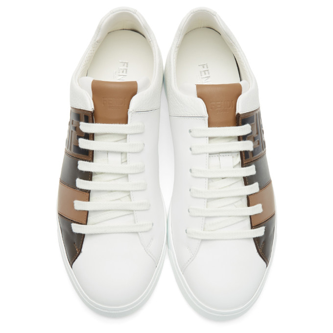 Fendi Ff-panel Leather Trainers In White | ModeSens