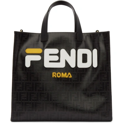 Shop Fendi Black  Mania Shopping Tote In F0cfm White