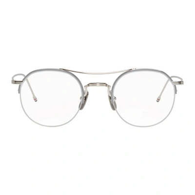 Shop Thom Browne Silver Round Tb-903 Glasses In Silverblken