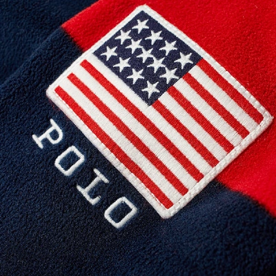 Shop Polo Ralph Lauren Usa Polar Fleece Popover Hoody In Blue