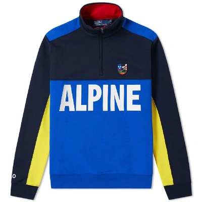 Shop Polo Ralph Lauren Alpine Half Zip Sweat In Blue