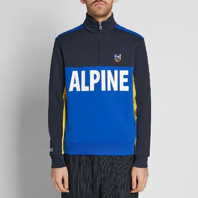 Shop Polo Ralph Lauren Alpine Half Zip Sweat In Blue