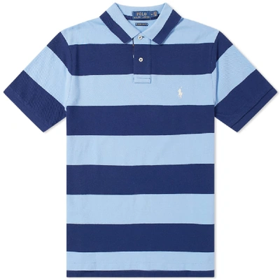Shop Polo Ralph Lauren Striped Polo In Blue