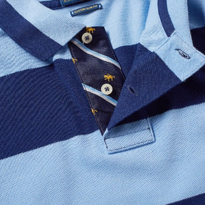 Shop Polo Ralph Lauren Striped Polo In Blue