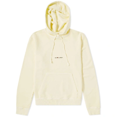 Shop Saint Laurent Loose Fit Archive Logo Hoody In Yellow