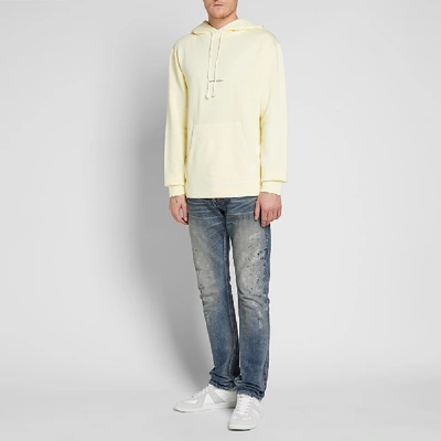 Shop Saint Laurent Loose Fit Archive Logo Hoody In Yellow