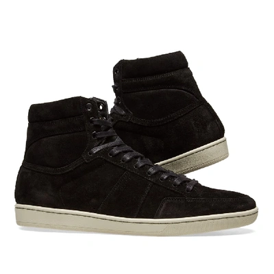 Shop Saint Laurent Sl-10h Court Classic Suede Sneaker In Black