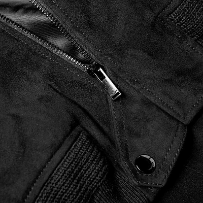 Shop Saint Laurent Suede Bomber Jacket In Black