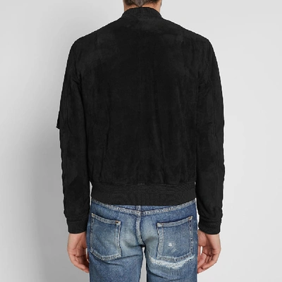 Shop Saint Laurent Suede Bomber Jacket In Black