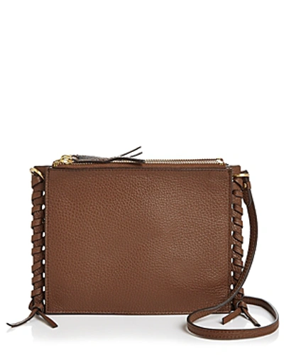Shop Annabel Ingall Everly Pebbled Leather Crossbody In Brown/gold