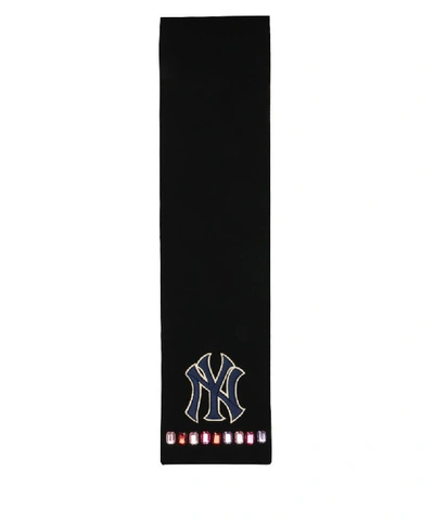 Shop Gucci Ny Yankees Wool Scarf In Nero